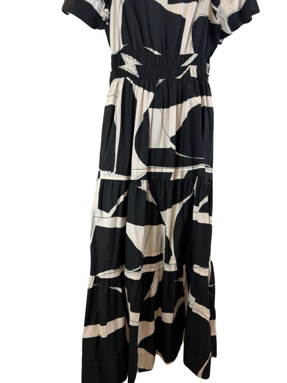 Anthropologie Maeve The Somerset Maxi Dress Black White Geometric Size Medium - Picture 7 of 13